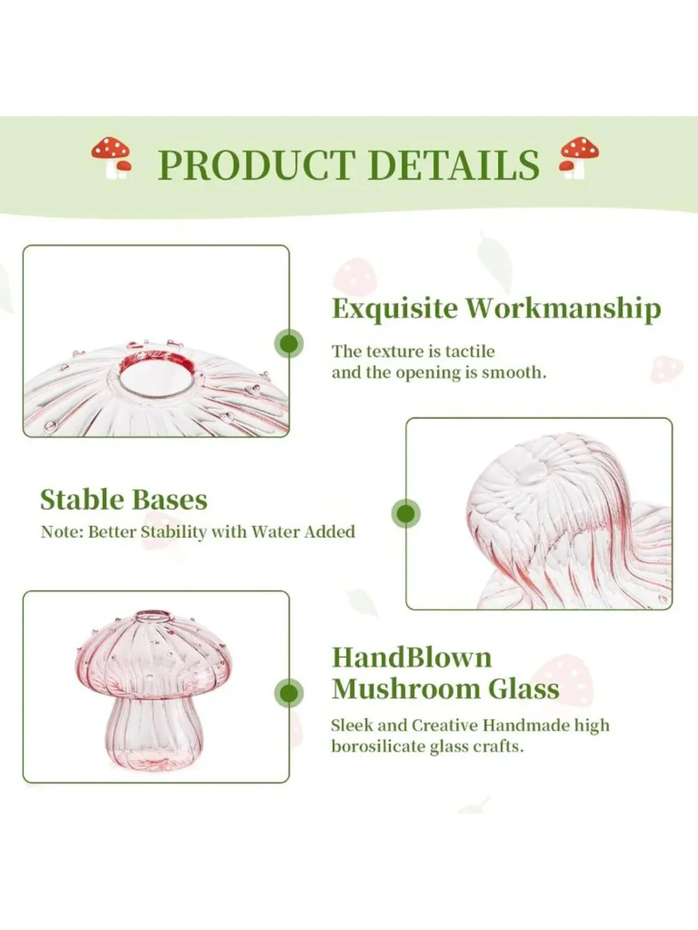 Set of 10 Colorful Mushroom Propagation Vases - Unique Mini Glass Flower Decor